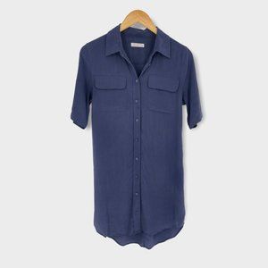Equipment Navy Blue Silk Button Up‎ Shirt